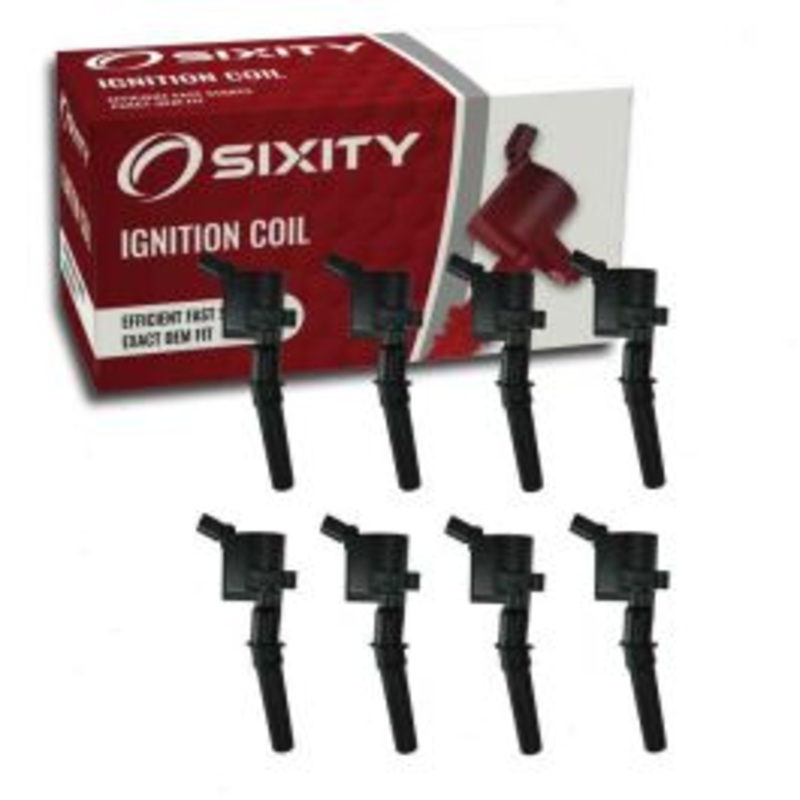 8 pc Sixity Ignition Coils for 1997-2004 Ford Expedition 4.6L 5.4L V8 - Curved Boot Coil Pack